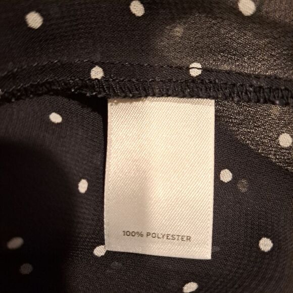 Halogen sheer lightweight button-up blouse top shirt black white polka-dots sz M - Picture 4 of 7